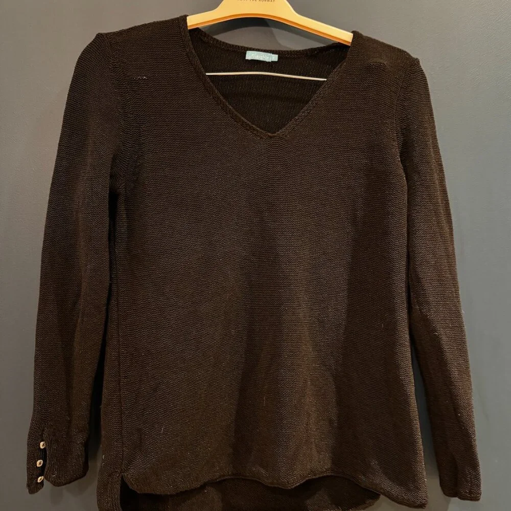J McLaughlin Slinky V Neck Black Sweater - M